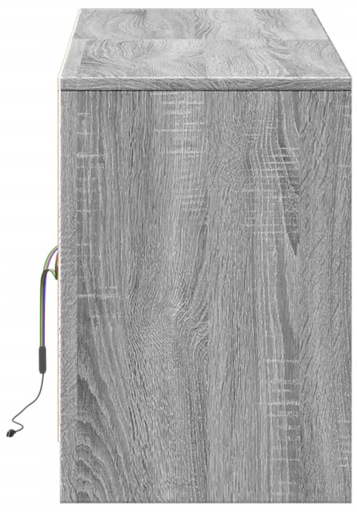 szürke sonoma színű szerelt fa LED-es TV-szekrény 139,5x34x50cm