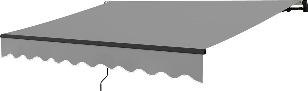 Outsunny Kézi Visszahúzható Napernyő 360x220 cm Erkély Napernyő Alumínium Kézikarral 3 Kar és UV30+ Védelemmel Visszahúzható Külső Napernyő Kert, Tera