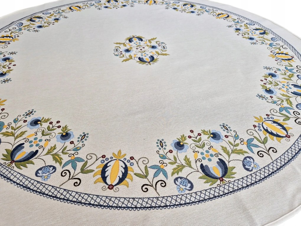 165 cm Abrosz kerek asztalra Kasub mintás gobelin jacquard Különböző Minták