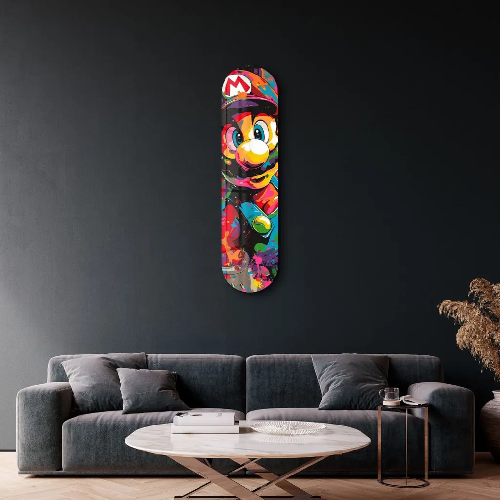 Mario rajongói edzett üvegkép, 20 x 80 cm