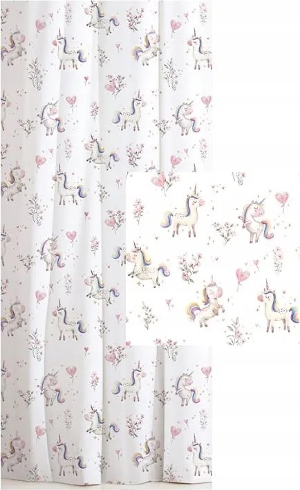Függöny Unikornis Függöny Szalaggal Gyerekszoba Függöny Ló Sz. 120x260