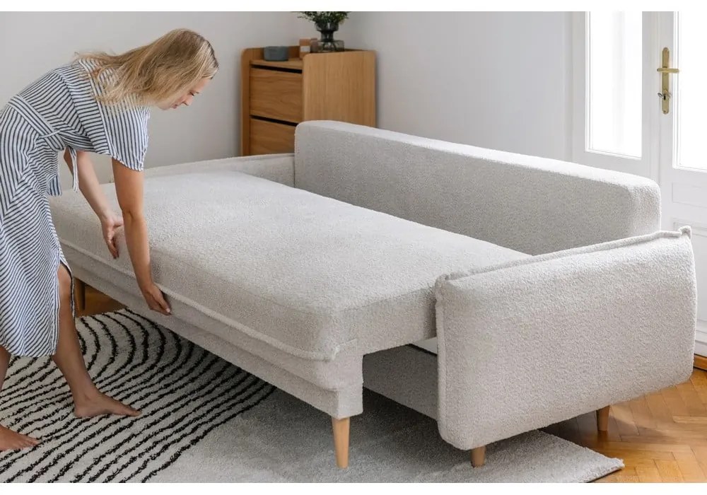 Zöld buklé kinyitható kanapé 215 cm Patti – Bonami Selection