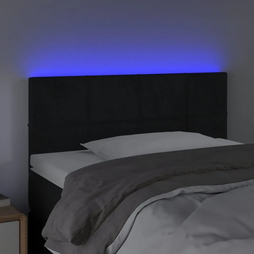 fekete bársony LED-es fejtámla 80 x 5 x 78/88 cm