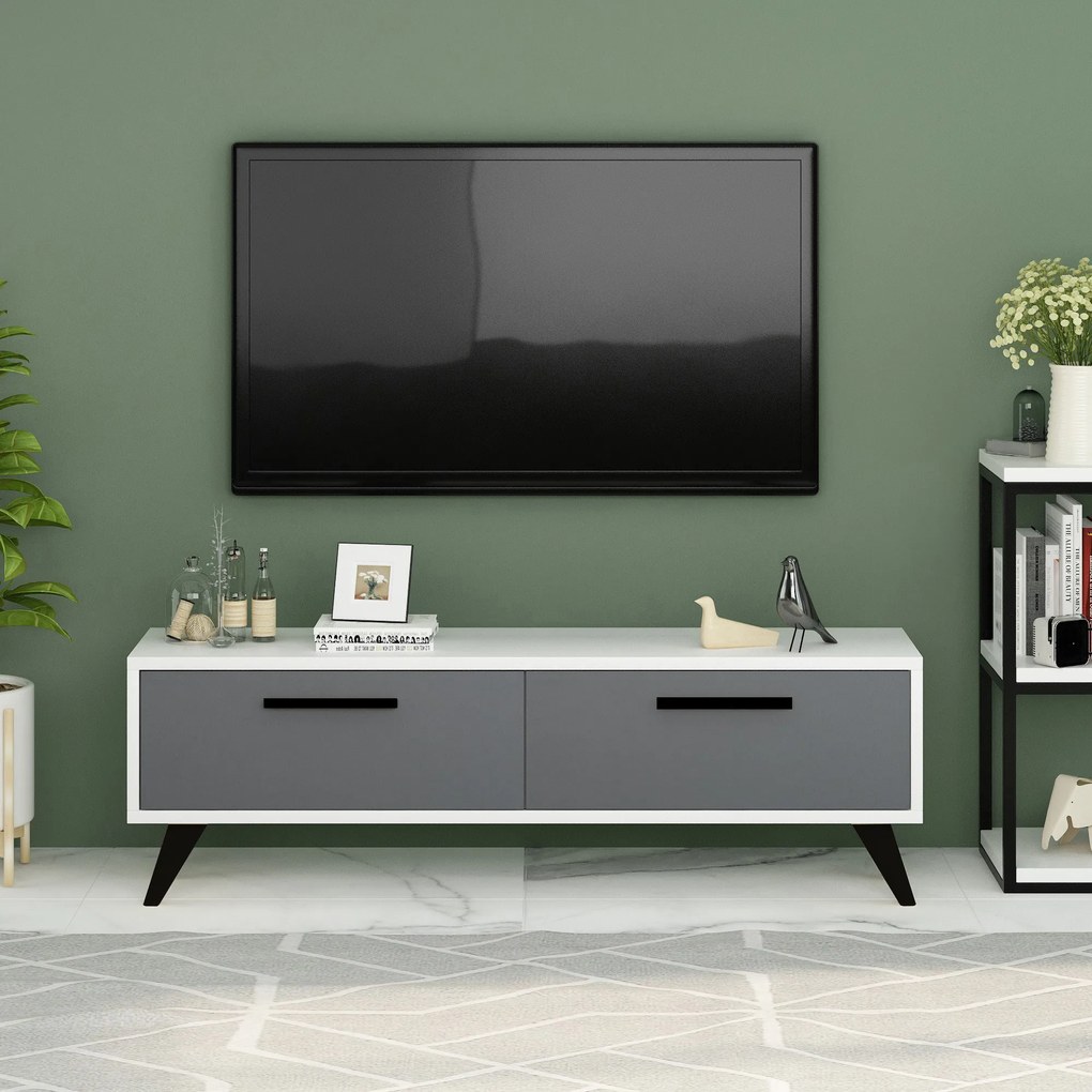 TV asztal/szekrény Mesa (fehér + antracit). Akció -20%. 1067167