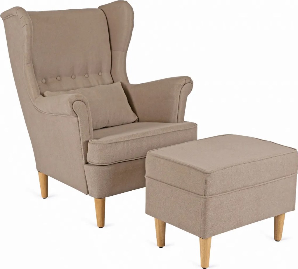 Fotel Wypoczynkowy EVAN 2 z Podnóżkiem Beżowy