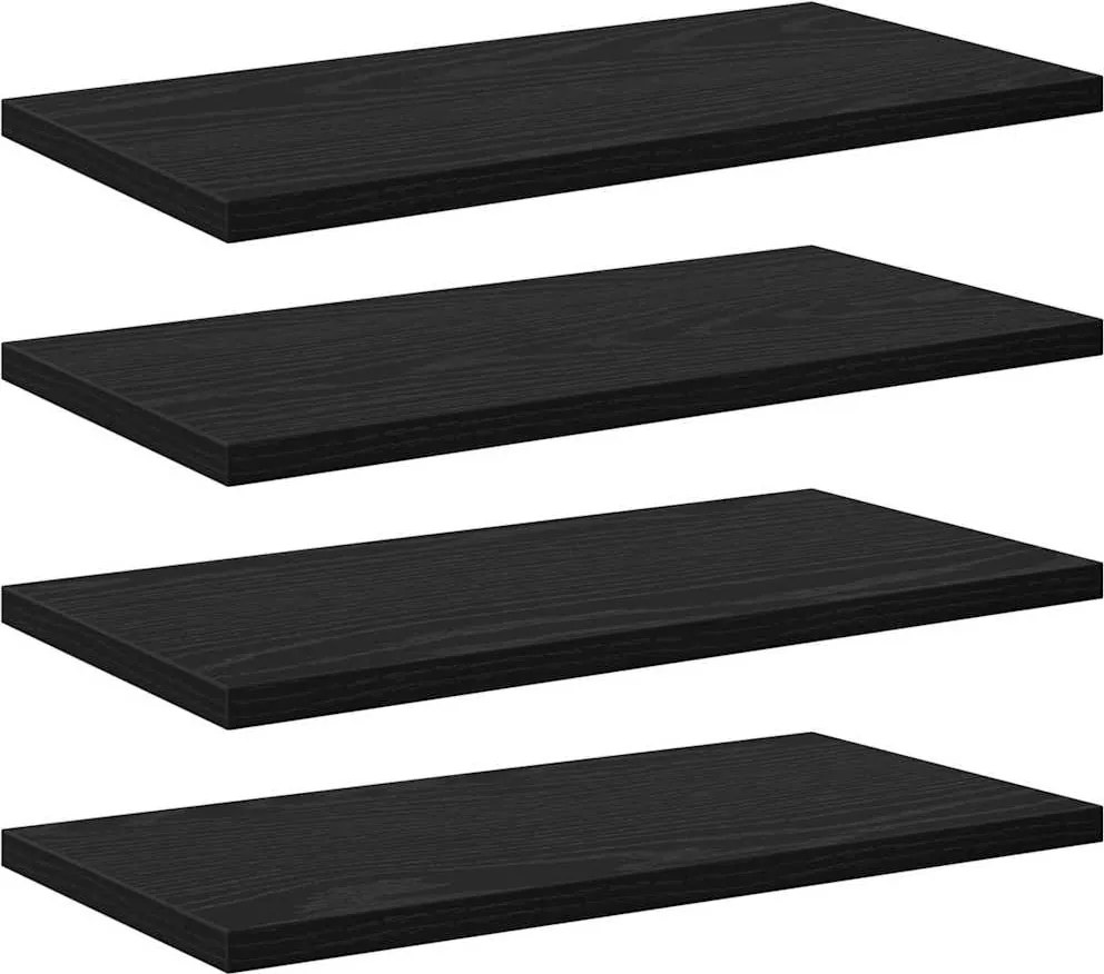 vidaXL Polcos könyvespolc 4 pcs Fekete 40 x 20 x 1,5 cm Faanyag