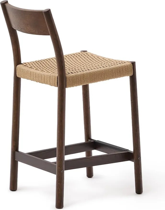 Barna-natúr színű tölgyfa bárszék (ülésmagasság 65 cm) Yalia – Kave Home