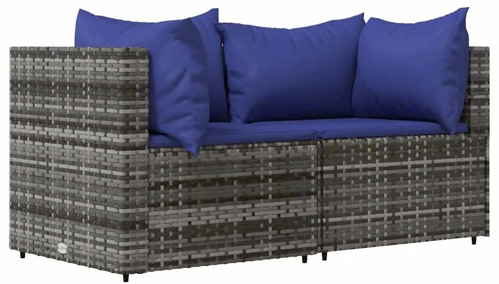 3 részes szürke polyrattan kerti ülőgarnitúra párnákkal