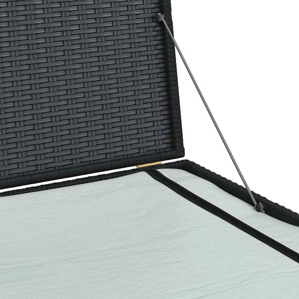 fekete polyrattan kerti tárolóláda 150 x 100 x 100 cm