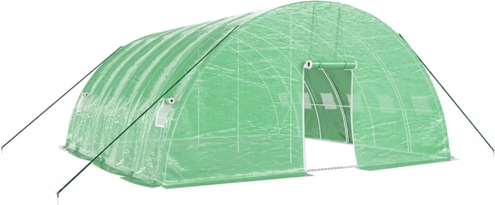 vidaXL zöld acélvázas melegház 36 m² 6 x 6 x 2,85 m
