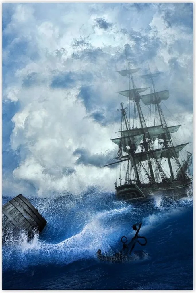 Poszterek 80x120 Vihar Tenger Hajó Tájkép