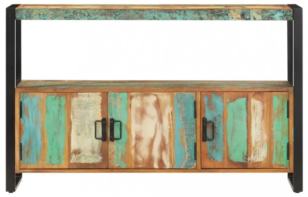 tömör újrahasznosított fa tálalószekrény 120 x 30 x 75 cm