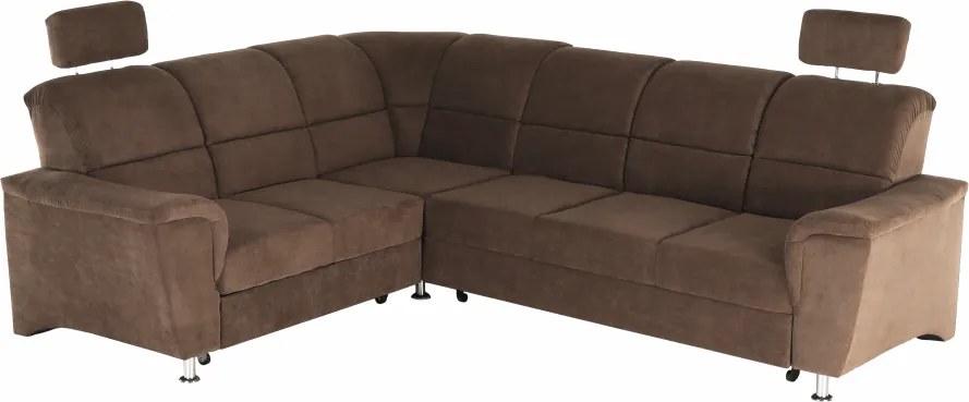 Kinyitható ülőgarnitúra, barna szövet, balos, SANTIAGO