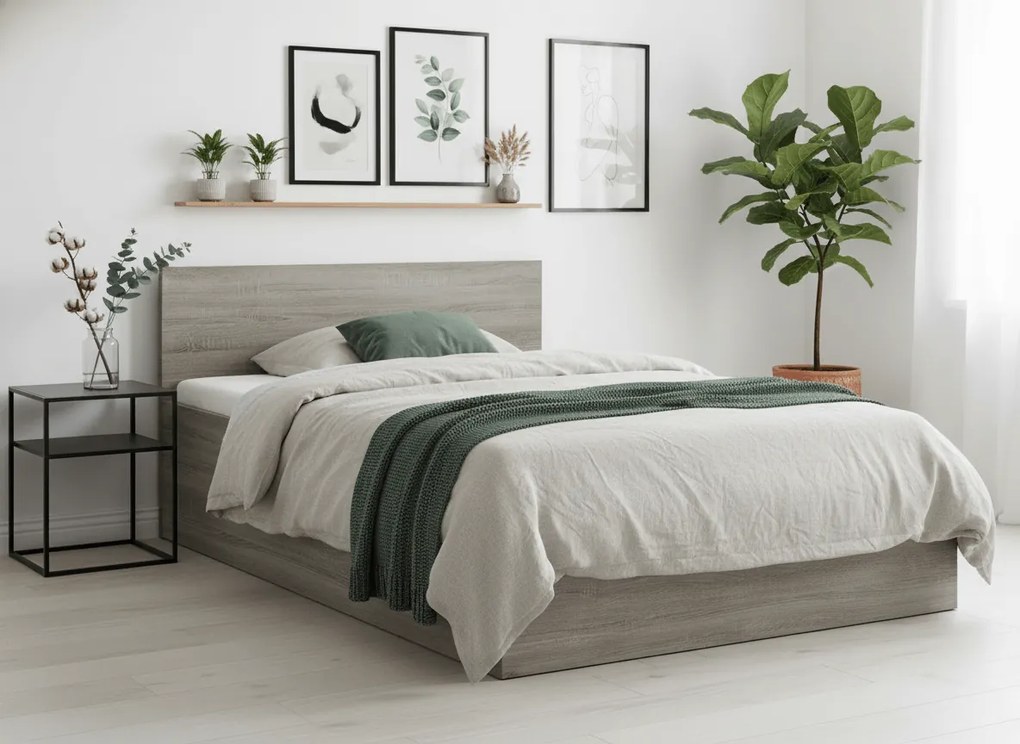 SOFIA ágy 120 x 200 cm, trüffel tölgy Ágyrács: Léces ágyrács, Matrac: Coco Maxi 20 cm matrac