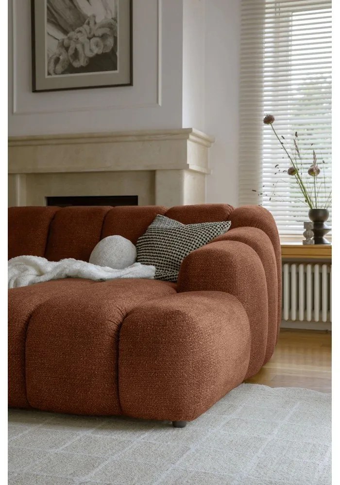 Terrakotta színű sarokkanapé (jobb oldali-heverő résszel) Shell – Miuform