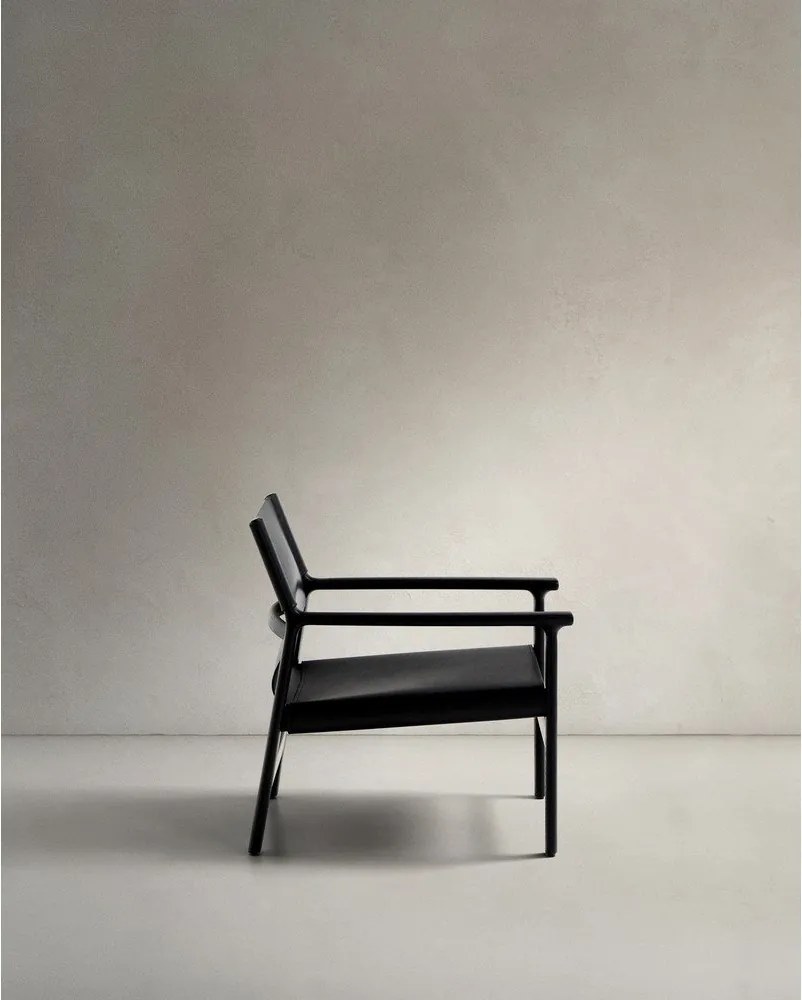 Fekete bőr fotel Jan – Kave Home