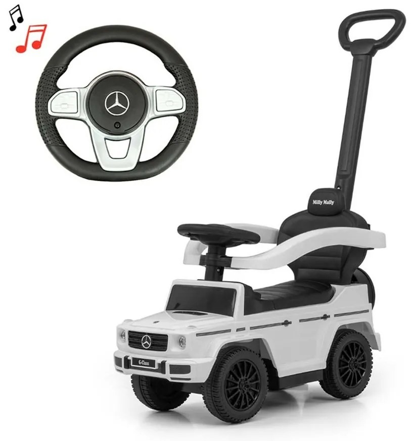Milly Mally Scooter vezetőszárral Mercedes G350dfehér, 94 x 40 x 86,5 cm, 94 x 40 x 86,5 cm