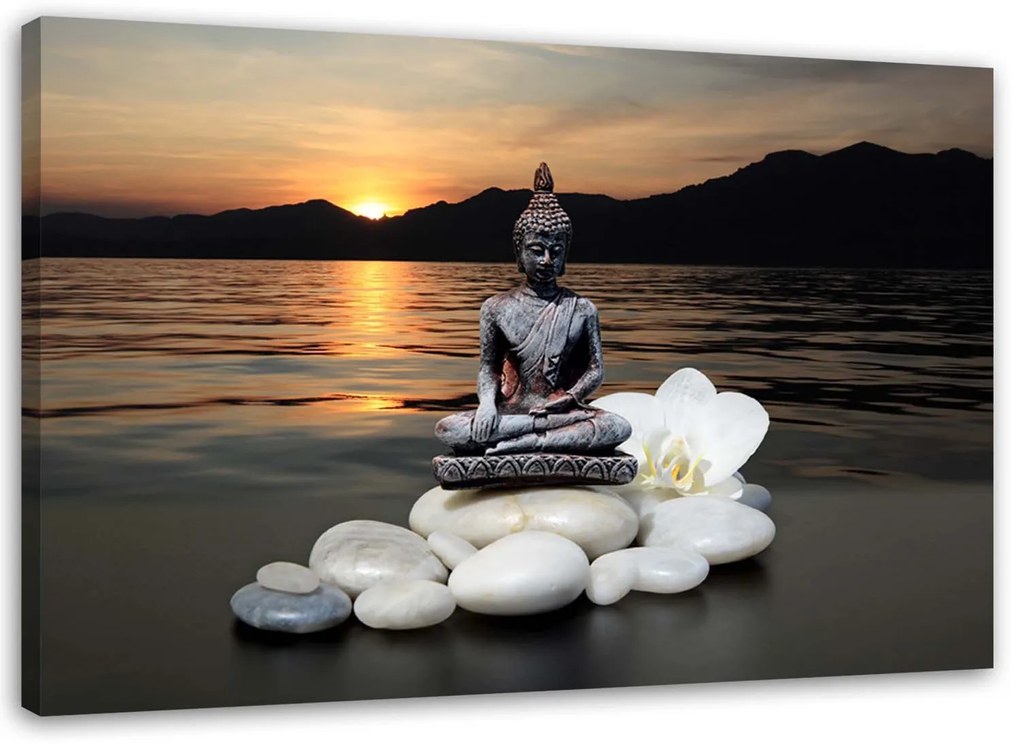 Gario Vászonkép Buddha naplementés háttérrel Méret: 100 x 70 cm