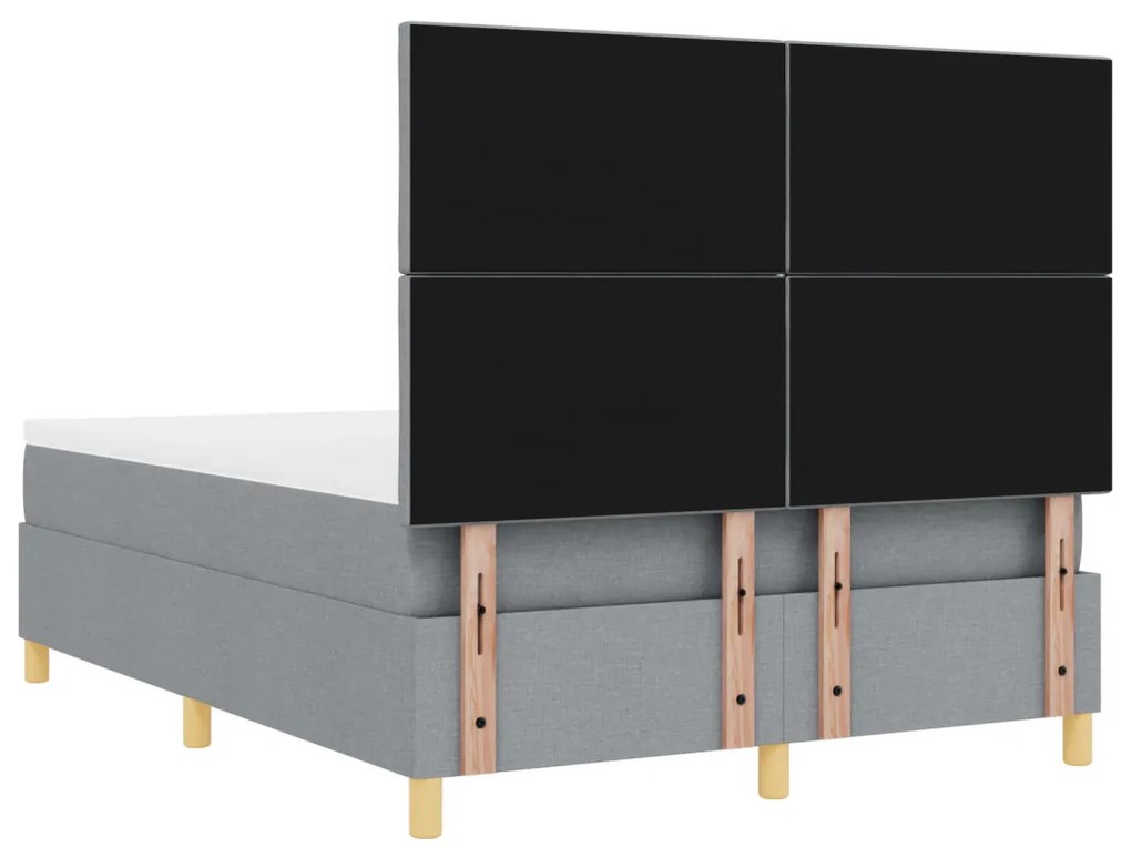 Box Spring Ágy Matraccal & LED Fény Szürke 140x200 cm Szövet