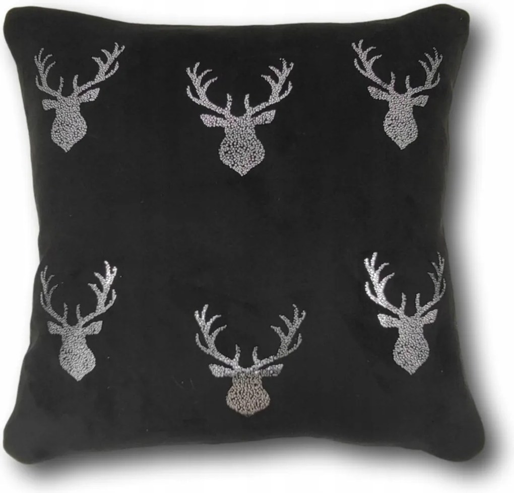 Ezüst szarvas mintás párnahuzat