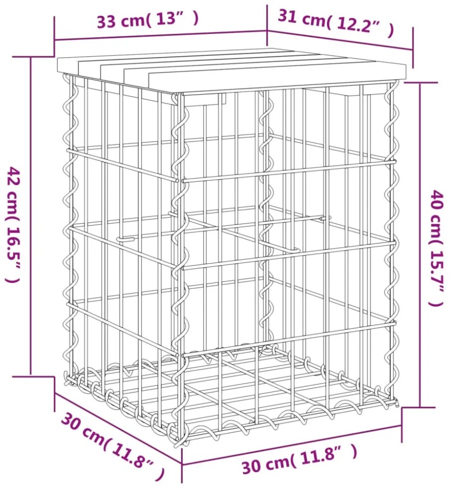 tömör duglászfenyő gabion kerti pad 33x31x42 cm