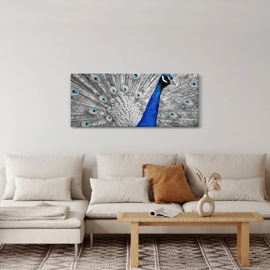 Kék páva képe (120x50 cm)