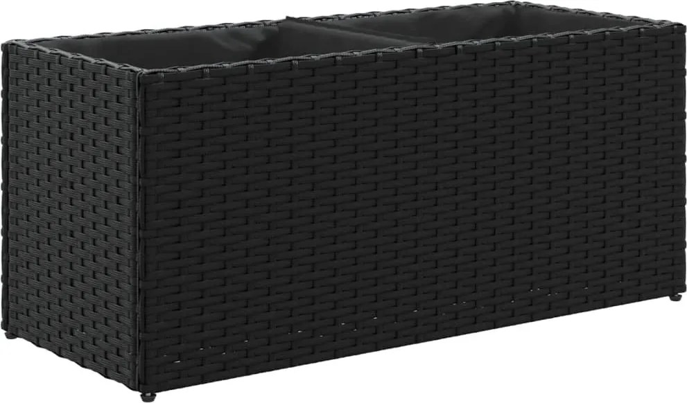 vidaXL fekete polyrattan kerti ültetőláda 2 cseréppel 72x30x32 cm