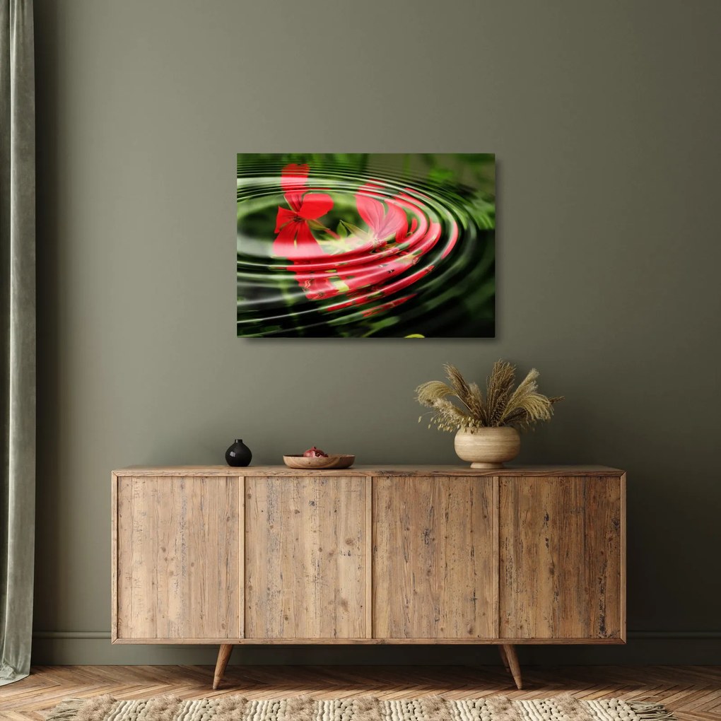 Absztrakt kép - virágok hullámokban (üvegen) (70x50 cm)