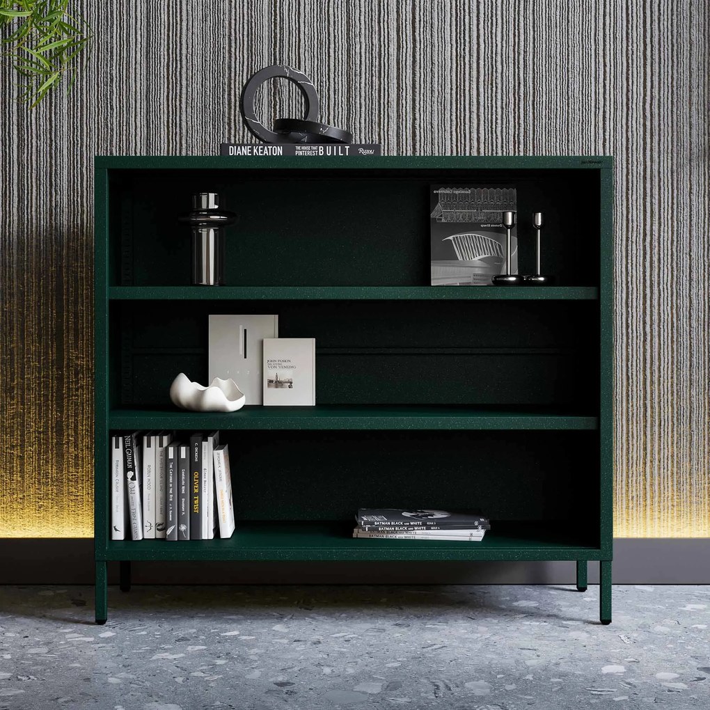 Alacsony polcos szekrény LUCA , 1000 x 900 x 350 mm, Modern: palack zöld