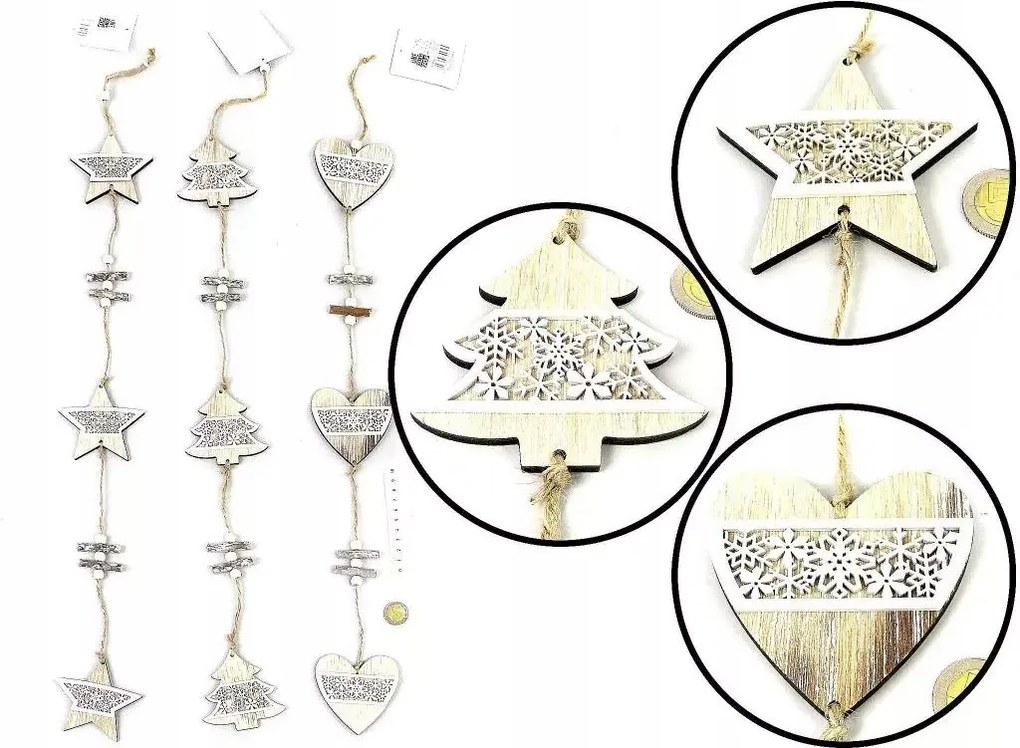 Fa Medálok Díszek Ajándék Karácsonyfa Scrapbooking 3DB