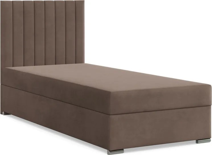 Agen egyszemélyes ágy, bársony, ágyneműtartóval, barna