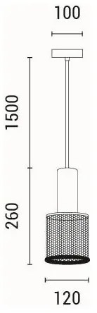 Csillár zsinóron 1xE27/40W/230V fekete
