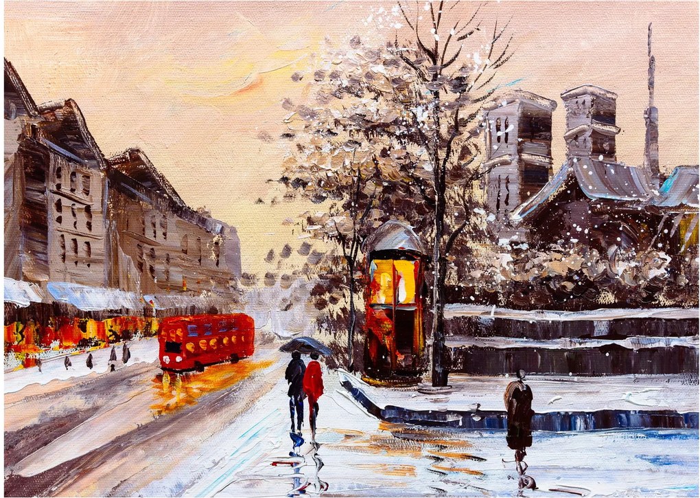 Kép - Egy téli város festménye (70x50 cm)