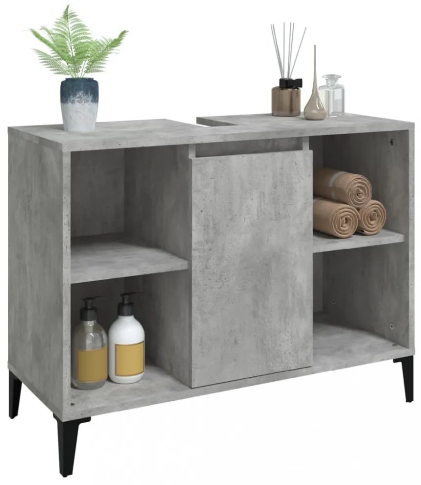 vidaXL betonszürke szerelt fa mosdószekrény 80 x 33 x 60 cm