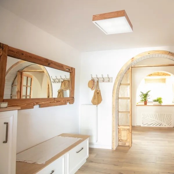 Mennyezeti lámpa OAK SQUARE 4xE27/15W/230V 39x39 cm tölgy/fehér