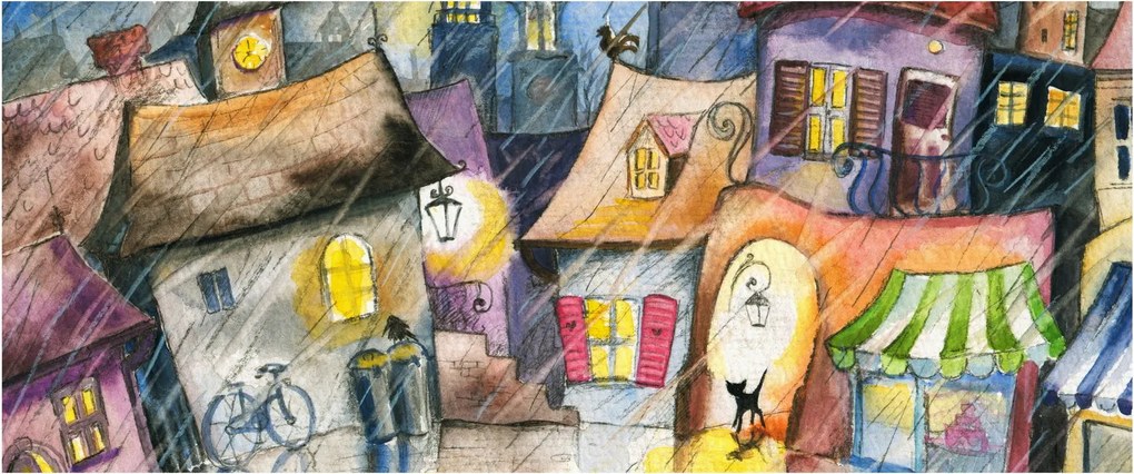 Kép - esős este (120x50 cm)
