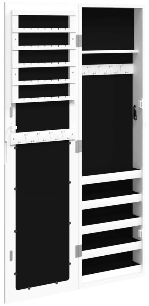 fehér falra szerelhető tükrös ékszerszekrény 30x8,5x106 cm