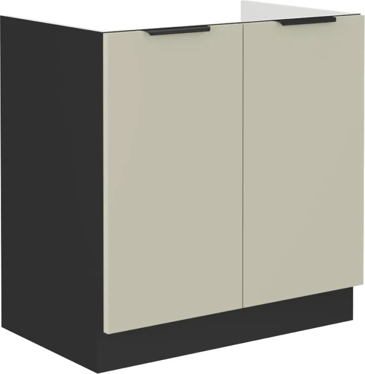 Alsó mosogató szekrény, kasmír/fekete, ARAKA 80 ZL 2F BB