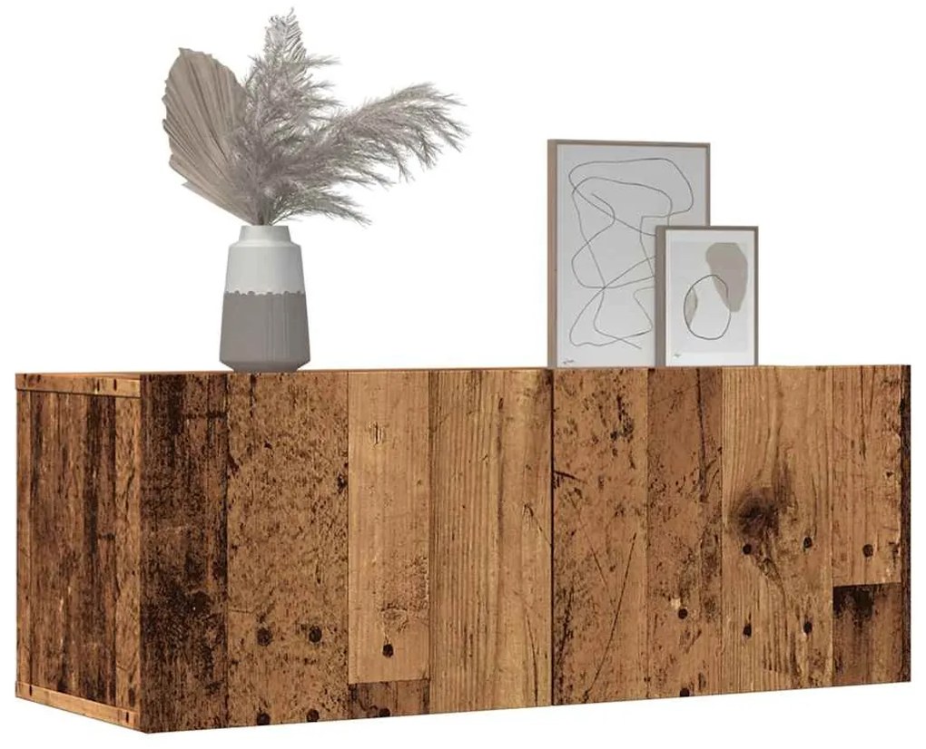 2 db antik fa színű falra szerelhető TV-szekrény 80 x 30 x 30cm