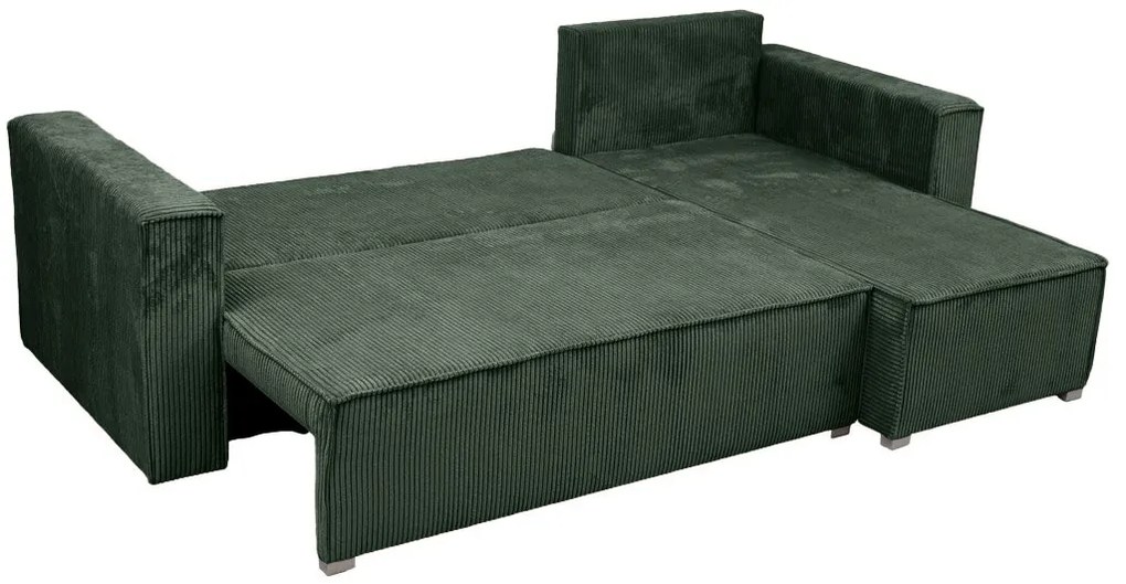 Sötétzöld sarokkanapé SMART COSARO, kétoldalas + 2 párna AJÁNDÉK