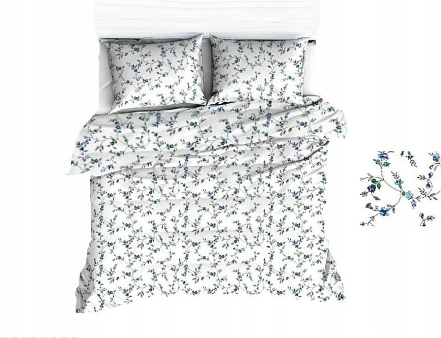 Fakéreg párnahuzat 40x40 fehér virágos kék