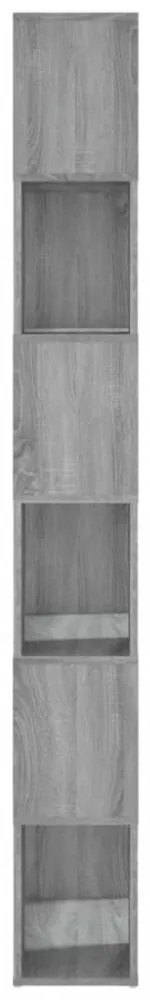 szürke sonoma színű térelválasztó könyvszekrény 60x24x186 cm