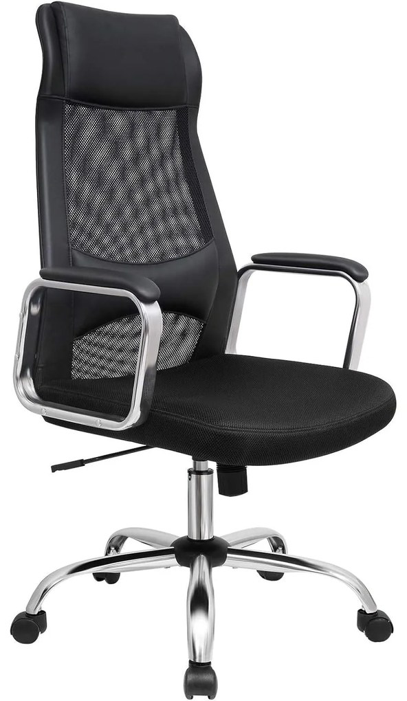 irodai szék, ergonomikus számítógékszék, fejtámlával és deréktámasszal, magasságállítható, fekete