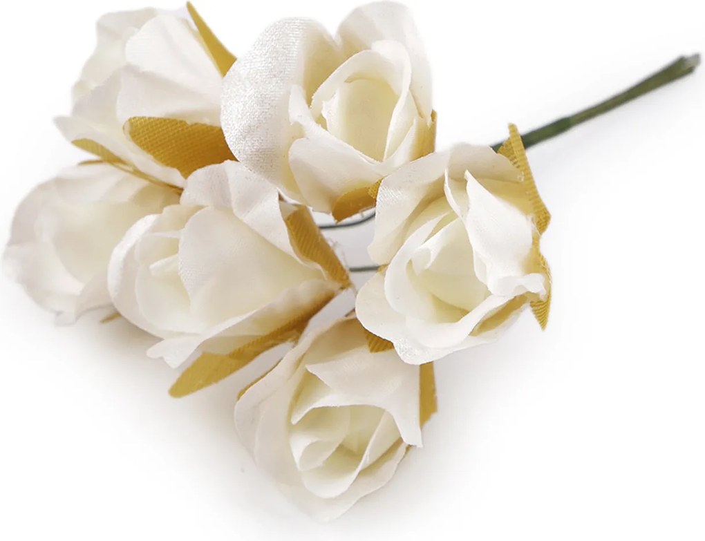 Virág textil rózsa +/-2cm 6db fehér