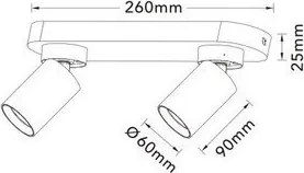 UNIVERSO Spot lámpatest 2xGU10 Max.35w IP20 Fehér 260x60x25mm