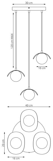 RITUAL kábellel függeszthető csillár 3xG9/8W/230V fekete