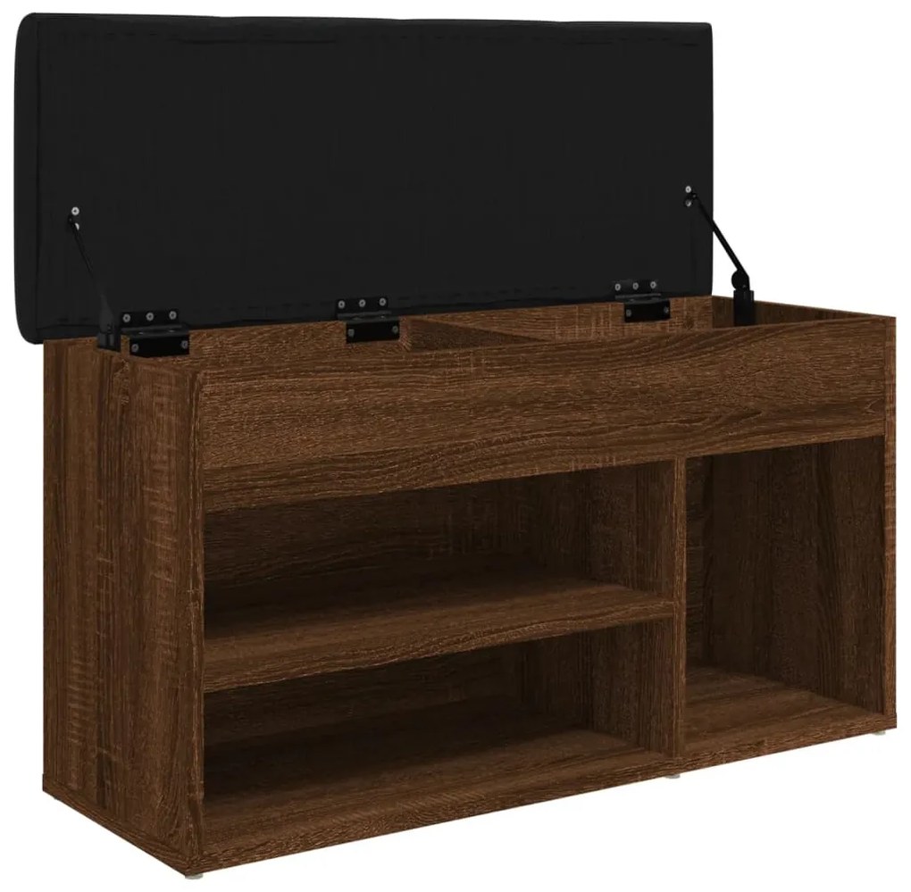 barna tölgy színű szerelt fa cipőtároló pad 82 x 32 x 45,5 cm