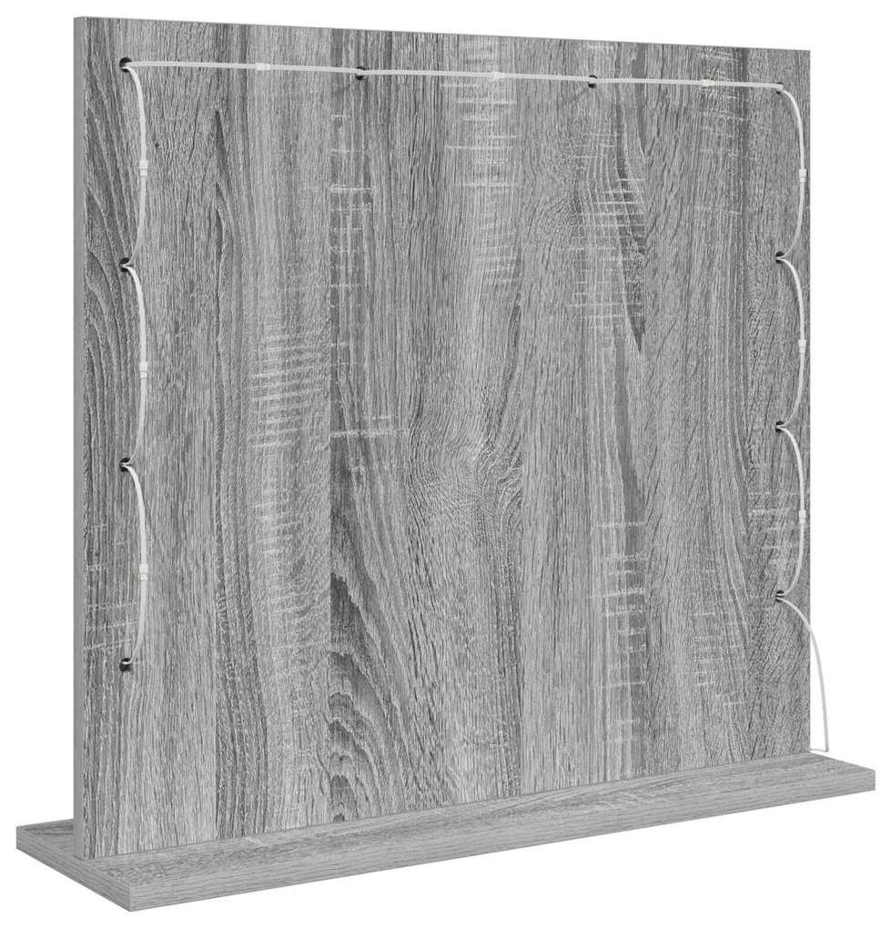 LED világítással ellátott tükör Szürke Sonoma 60x55x18 cm