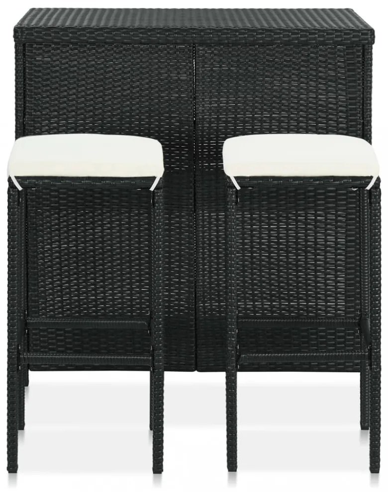 3 részes fekete polyrattan bárszett