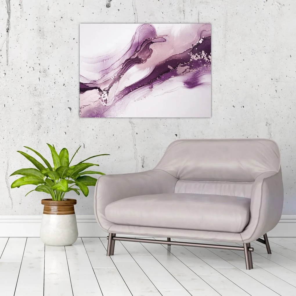 Üveg kép - Lila folyadék művészet (70x50 cm)